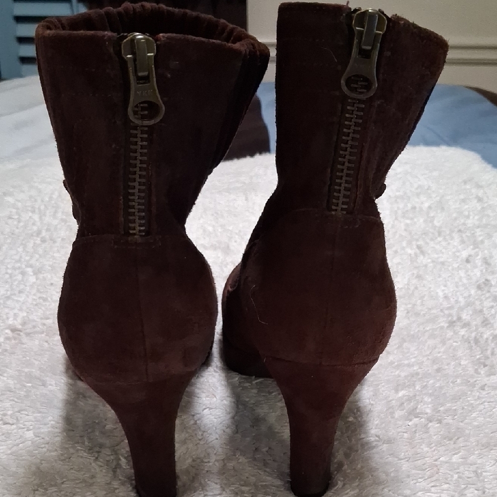 Indigo Dark Brown Heeled Boots - Picture 4 of 8